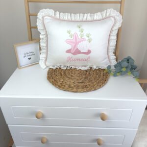 Pudra biyeli fistolu inci işlemeli yastık