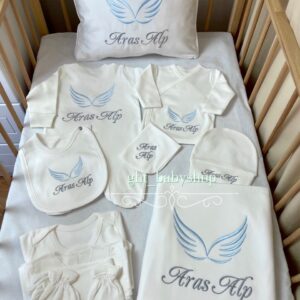 Mavi kanat desenli 11li set