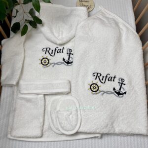 Çapa desenli bornoz set