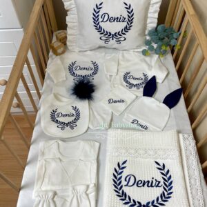 Kuyruklu defne yaprağı işlemeli 11li set