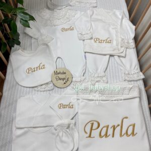 Gold isim işlemeli komple dantelli 10lu set