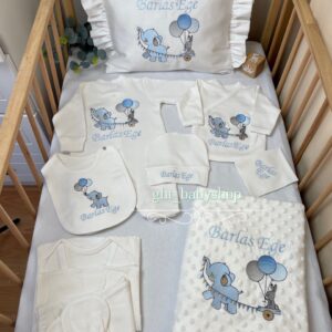 Tavşan fil desenli klasik tulumlu 11li set