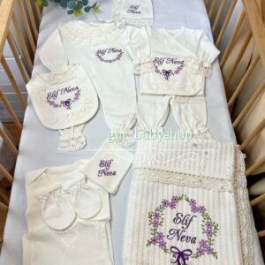 Çıtır çiçek mor işlemeli 10lu set