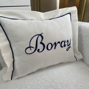 Lacivert işlemeli tek çerçeveli pano yastık