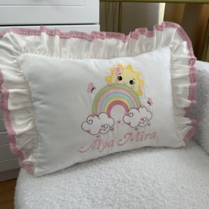 Güneş desenli fırfırucu dantelli yastık