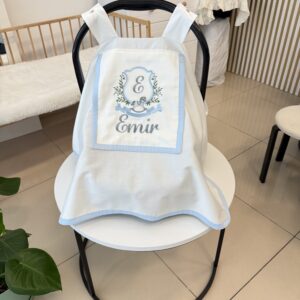 Bebe mavisi biyeli pencereli puset örtüsü