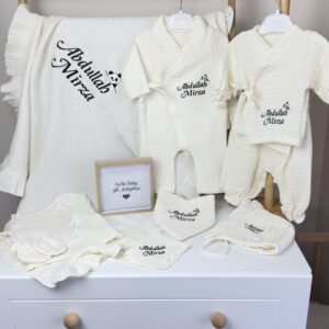 Panda desen işlemeli müslin 10lu set