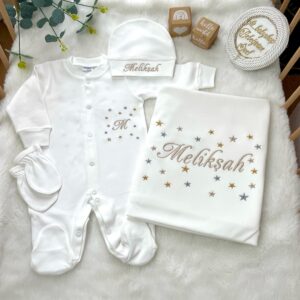 Serpme yıldız işlemeli 4lü set (Kapuçino - gri - gold)