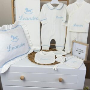 Bebe mavisi biyeli at işlemeli 11li set