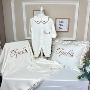 Klasik model tulumlu çiçek işlemeli 5li set