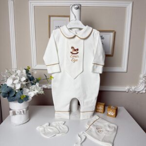 Bej biyeli at desenli 3lüset