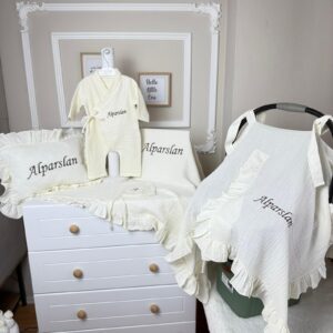 İsim işlemeli 5li müslin set