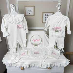 Çiçekli rokoko desenli fistolu 10lu set