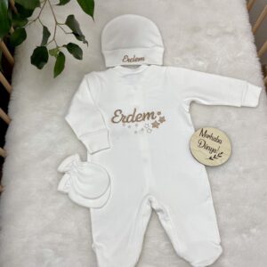 Yıldız işlemeli klasik tulumlu 3lü set