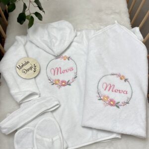 Papatya desenli bornoz set