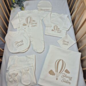 Uçan balon işlemeli klasik tulumlu 10lu set