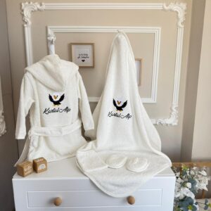 Minik kartal desenli bornoz set