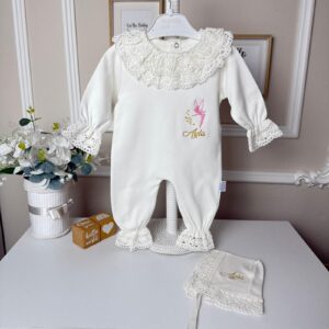 Peri desenli dantelli tulum şapka 2li set