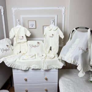 Balon işlemeli müslin 12 parça set