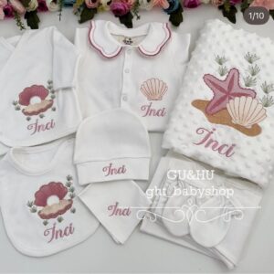 Deniz yıldızı işlemeli klasik tulumlu 10lu set