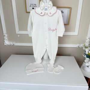 Pudra isim kalp işlemeli 3lü set