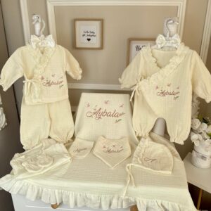 Çiçek desenli müslin 10lu set