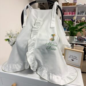 Yeşil oyalı ayıcık desenli puset örtüsü