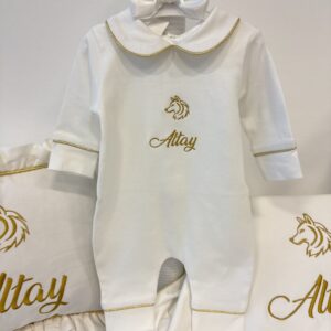 Gold biye detaylı Kurt işlemeli set